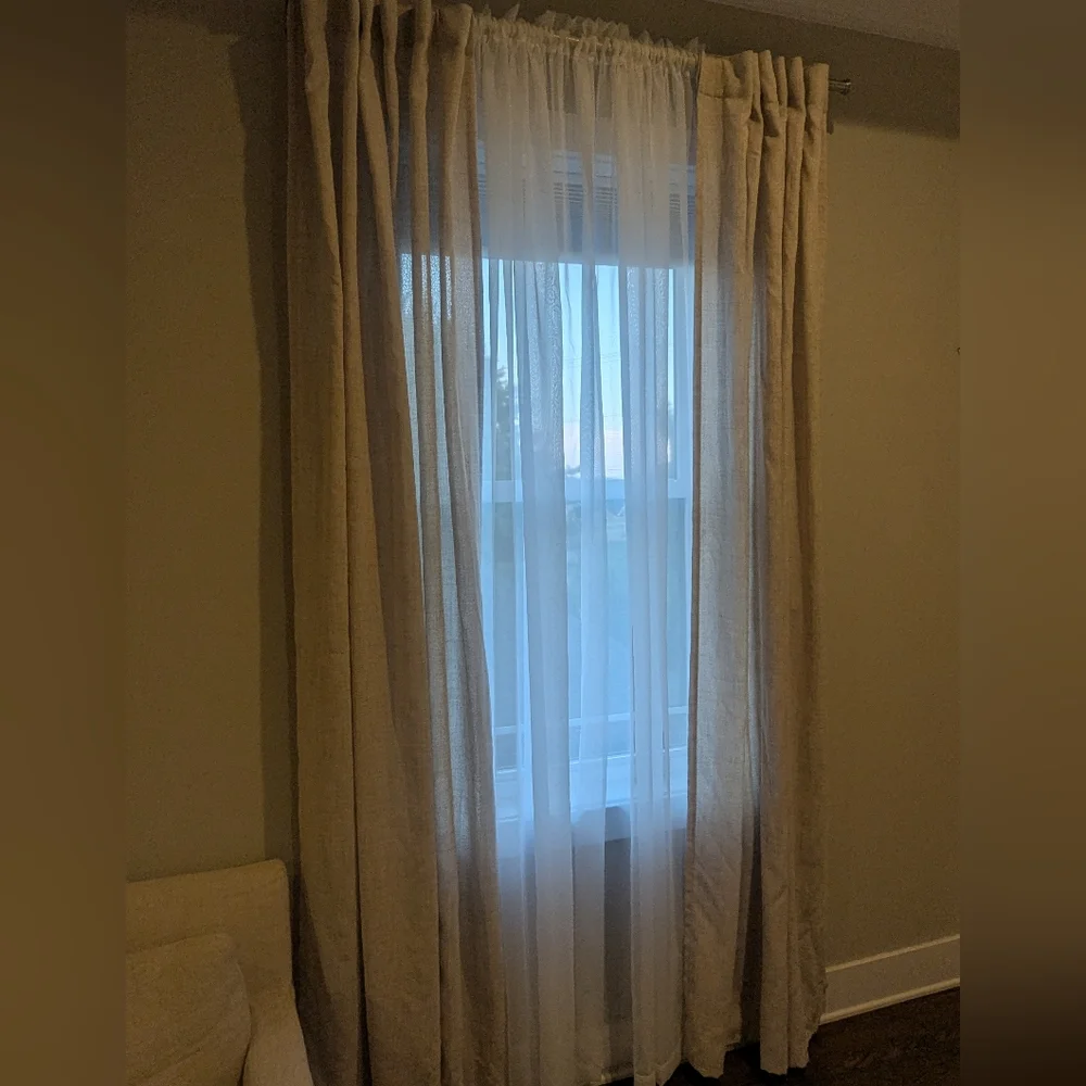 8 Panels Elegant Cream And White Curtains 96 In Long